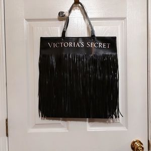 Victoria's Secret Large Black Fringe Tote (NWT)